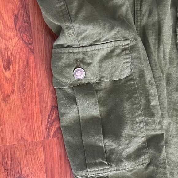 NWT Love tree olive green cargo linen pants size L - Picture 3 of 5